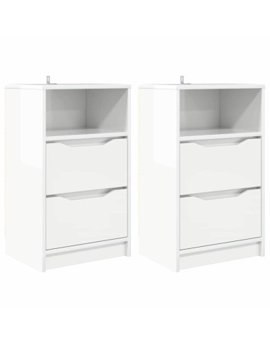 Comodini 2 pcs Bianco Lucido 40 x 30 x 467 cm Legno multistrato