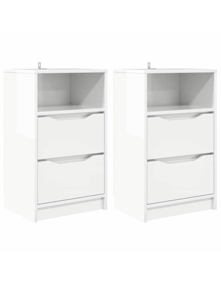 Comodini 2 pcs Bianco Lucido 40 x 30 x 467 cm Legno multistrato