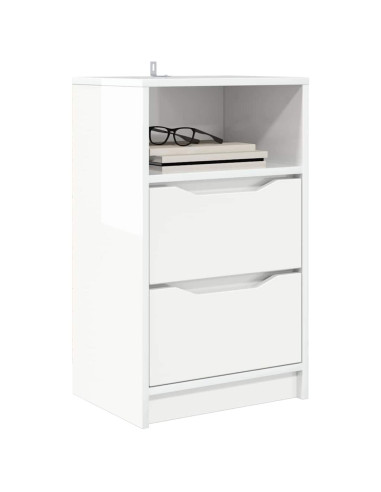 Comodini 2 pcs Bianco Lucido 40 x 30 x 467 cm Legno multistrato