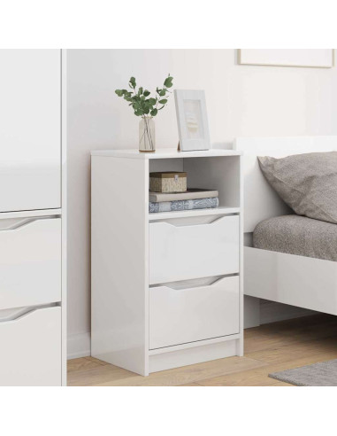 Comodini 2 pcs Bianco Lucido 40 x 30 x 467 cm Legno multistrato