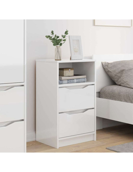 Comodini 2 pcs Bianco Lucido 40 x 30 x 467 cm Legno multistrato
