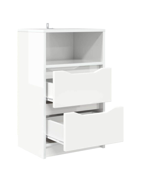 Comodini 2 pcs Bianco Lucido 40 x 30 x 467 cm Legno multistrato