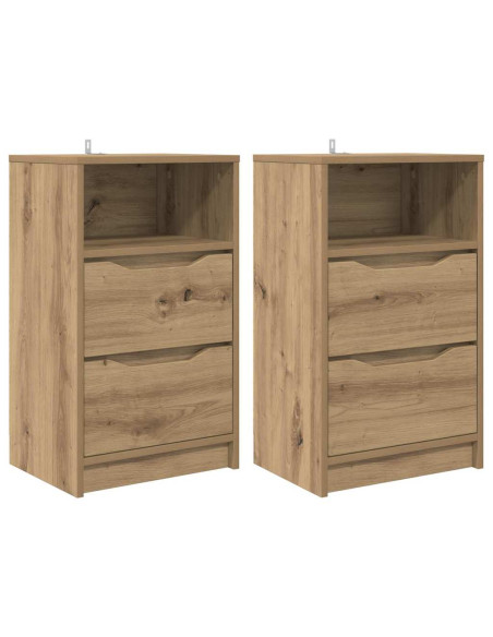 Comodini con cassetto 2 pcs Rovere artigianale 40 x 30 x 467 cm