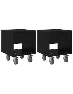 Comodino 2 pcs Rovere Nero 40,5 x 40 x 48 cm Legno multistrato 2