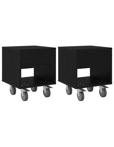 Comodino 2 pcs Rovere Nero 40,5 x 40 x 48 cm Legno multistrato