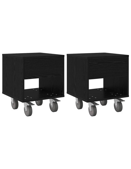 Comodino 2 pcs Rovere Nero 40,5 x 40 x 48 cm Legno multistrato