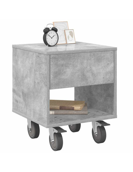 Comodino Grigio cemento 40,5 x 40 x 48 cm Legno multistrato