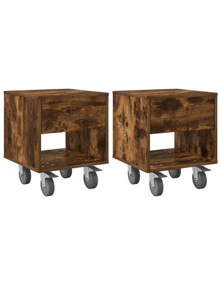 Comodino 2 pcs Rovere fumé 40,5 x 40 x 48 cm Legno multistrato