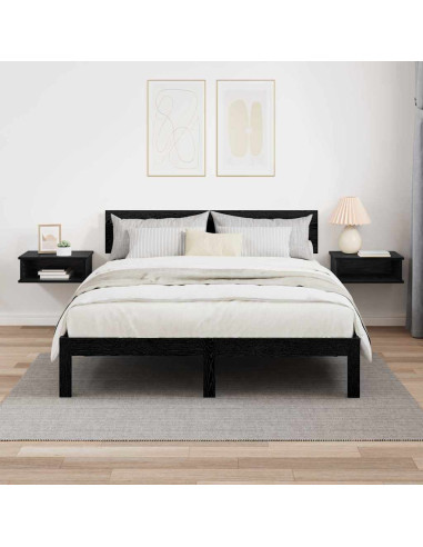 Comodino 2 pcs Rovere Nero 40 x 31 x 15 cm Legno multistrato