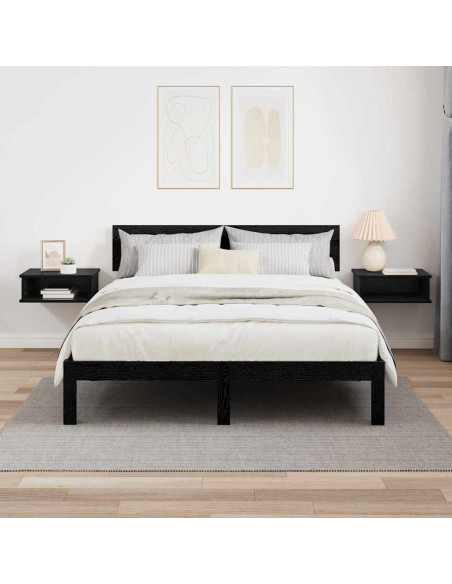 Comodino 2 pcs Rovere Nero 40 x 31 x 15 cm Legno multistrato