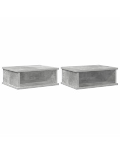 Comodino 2 pcs Grigio cemento 40 x 31 x 15 cm Legno multistrato 2