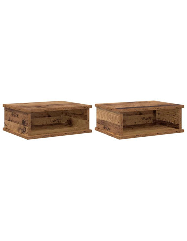 Comodino 2 pcs Legno vecchio 40 x 31 x 15 cm Legno multistrato
