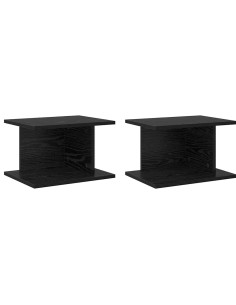 Comodino 2 pcs Rovere Nero 40 x 30 x 25 cm Legno multistrato 2