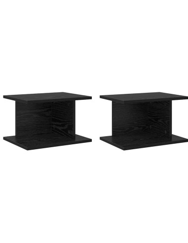 Comodino 2 pcs Rovere Nero 40 x 30 x 25 cm Legno multistrato