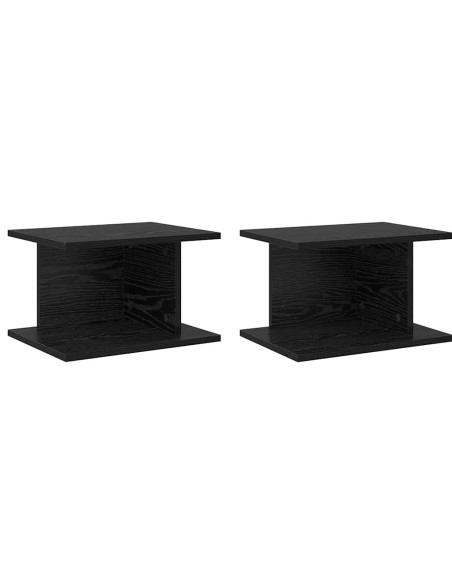 Comodino 2 pcs Rovere Nero 40 x 30 x 25 cm Legno multistrato