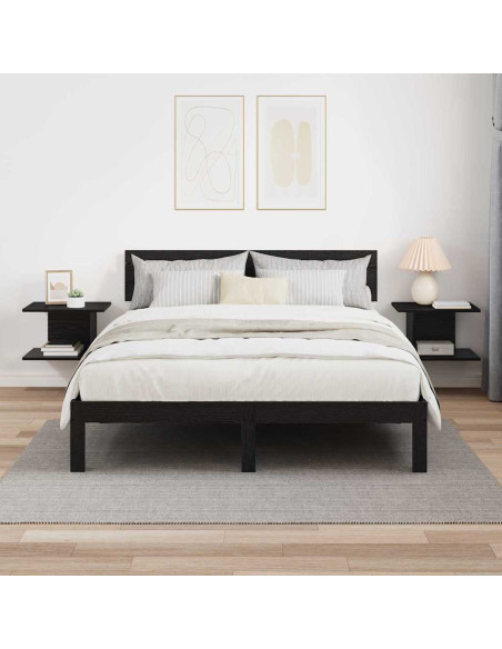 Comodino 2 pcs Rovere Nero 40 x 30 x 25 cm Legno multistrato