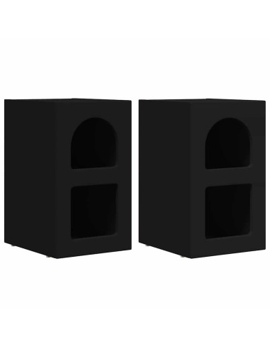 Comodino 2 pcs Nero 29,5 x 33,5 x 50 cm Legno multistrato