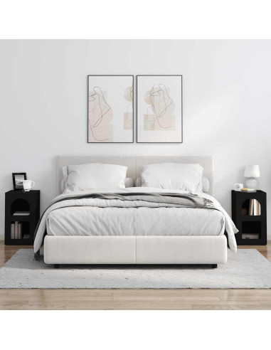 Comodino 2 pcs Nero 29,5 x 33,5 x 50 cm Legno multistrato