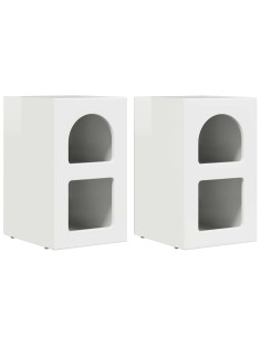 Comodino 2 pcs Bianco Lucido 29,5 x 33,5 x 50 cm 2