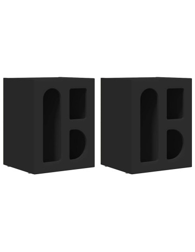 Comodino 2 pcs Nero 40 x 35 x 50 cm Legno multistrato