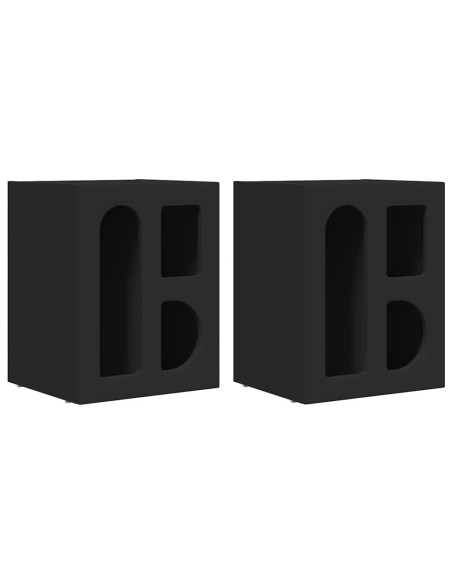 Comodino 2 pcs Nero 40 x 35 x 50 cm Legno multistrato