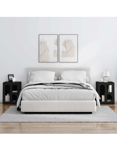 Comodino 2 pcs Nero 40 x 35 x 50 cm Legno multistrato