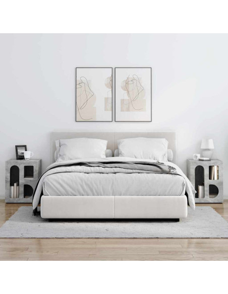 Comodino 2 pcs Grigio cemento 40 x 35 x 50 cm Legno multistrato