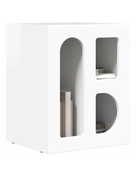 Comodino Bianco Lucido 40 x 35 x 50 cm Legno multistrato