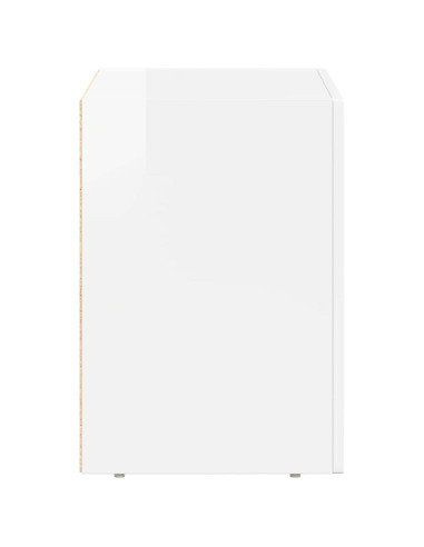 Comodino Bianco Lucido 40 x 35 x 50 cm Legno multistrato