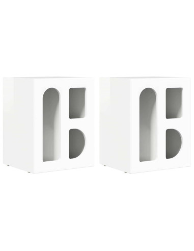 Comodino 2 pcs Bianco Lucido 40 x 35 x 50 cm Legno multistrato