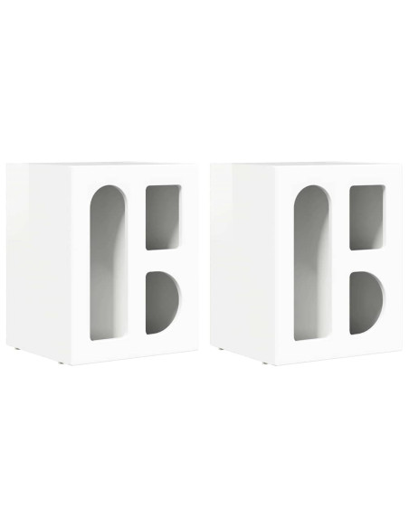 Comodino 2 pcs Bianco Lucido 40 x 35 x 50 cm Legno multistrato