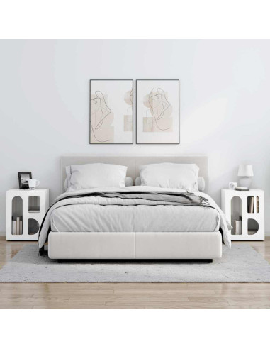 Comodino 2 pcs Bianco Lucido 40 x 35 x 50 cm Legno multistrato