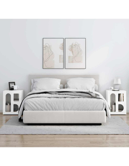 Comodino 2 pcs Bianco Lucido 40 x 35 x 50 cm Legno multistrato