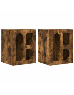 Comodino 2 pcs Rovere fumé 40 x 35 x 50 cm Legno multistrato 2