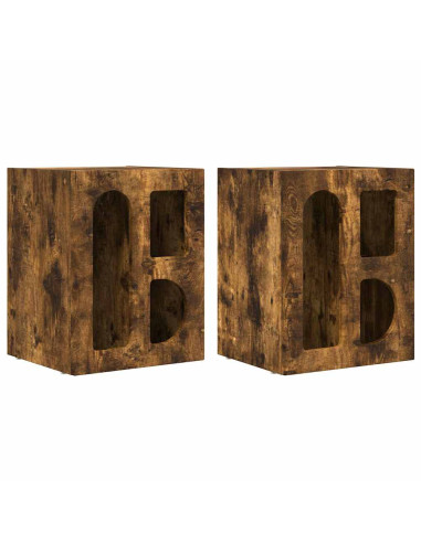 Comodino 2 pcs Rovere fumé 40 x 35 x 50 cm Legno multistrato