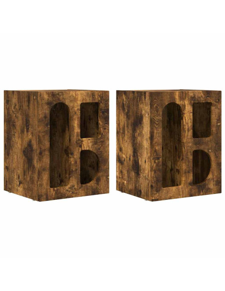Comodino 2 pcs Rovere fumé 40 x 35 x 50 cm Legno multistrato