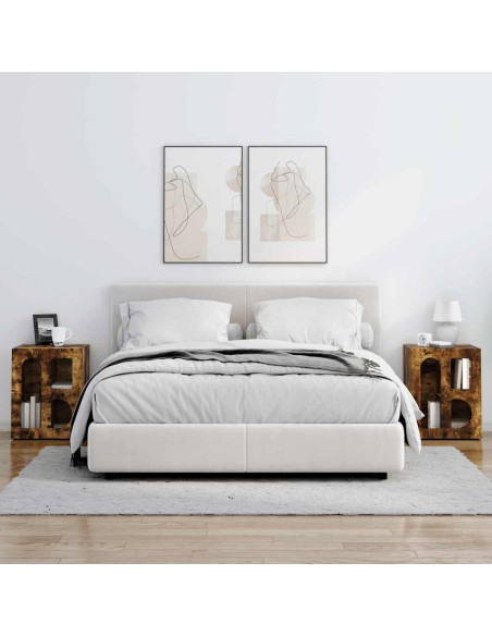 Comodino 2 pcs Rovere fumé 40 x 35 x 50 cm Legno multistrato