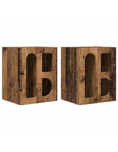 Comodino 2 pcs Legno vecchio 40 x 35 x 50 cm Legno multistrato