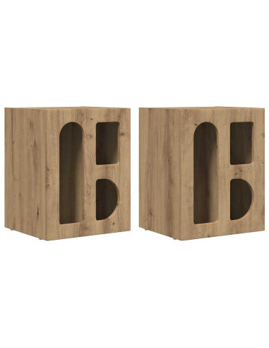 Comodino 2 pcs Rovere artigianale 40 x 35 x 50 cm