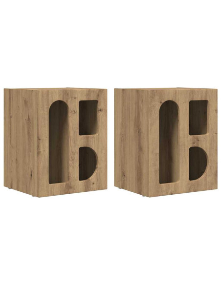Comodino 2 pcs Rovere artigianale 40 x 35 x 50 cm