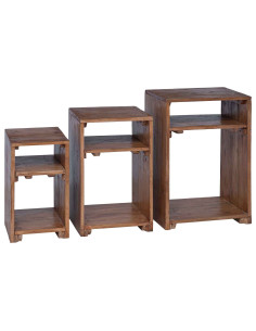 Tavolo Accent 3 pcs Marrone Legno di Mogano Massello 2