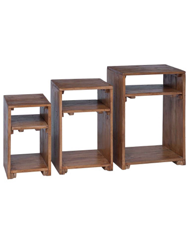 Tavolo Accent 3 pcs Marrone Legno di Mogano Massello