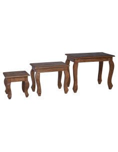 Tavolo Nesting 3 pcs Marrone Legno massello di mogano 2