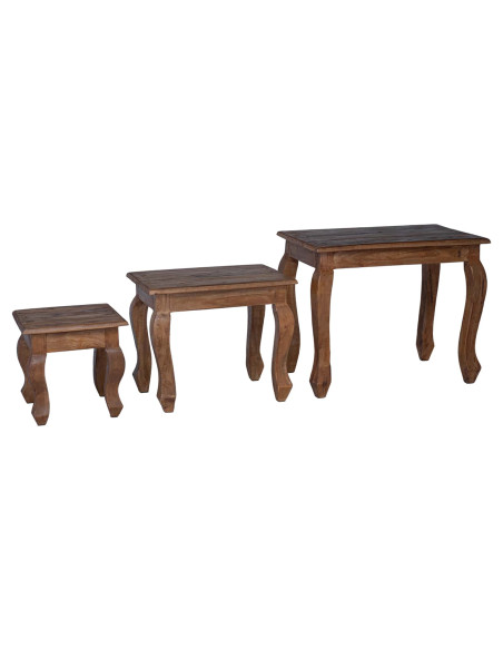Tavolo Nesting 3 pcs Marrone Legno massello di mogano