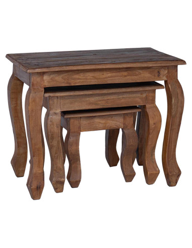 Tavolo Nesting 3 pcs Marrone Legno massello di mogano