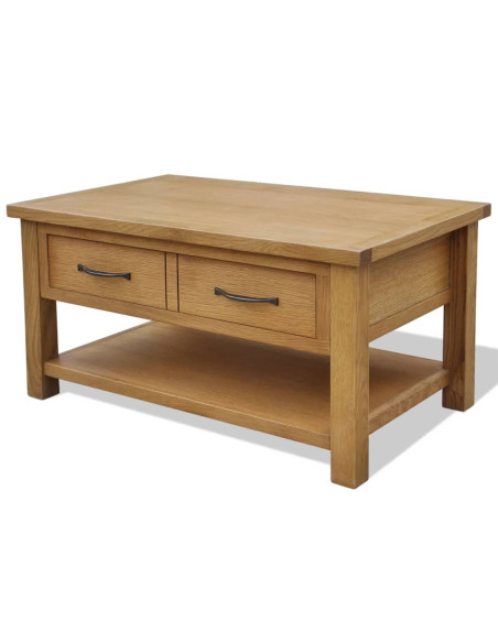 Tavolino da Salotto 88x53x45 cm in Legno Massello di Rovere