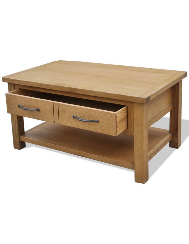 Tavolino da Salotto 88x53x45 cm in Legno Massello di Rovere