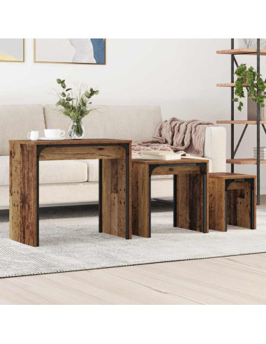Tavolino da salotto 3 pcs Legno vecchio Legno multistrato