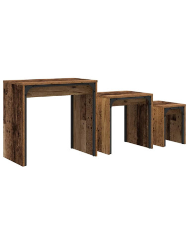 Tavolino da salotto 3 pcs Legno vecchio Legno multistrato