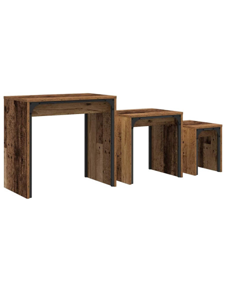 Tavolino da salotto 3 pcs Legno vecchio Legno multistrato